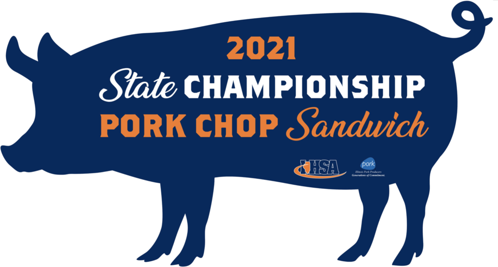 2021 State Championship Pork Chop Sandwich  IHSA  Blue pig on white background